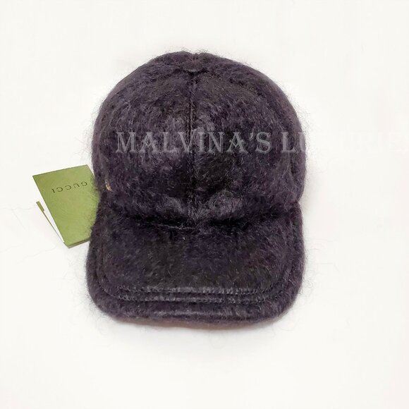 GUCCI BASEBALL CAP MOHAIR WOOL BLEND w GOLDTONE GG LOGO HAT UNISEX sz L - Picture 5 of 15